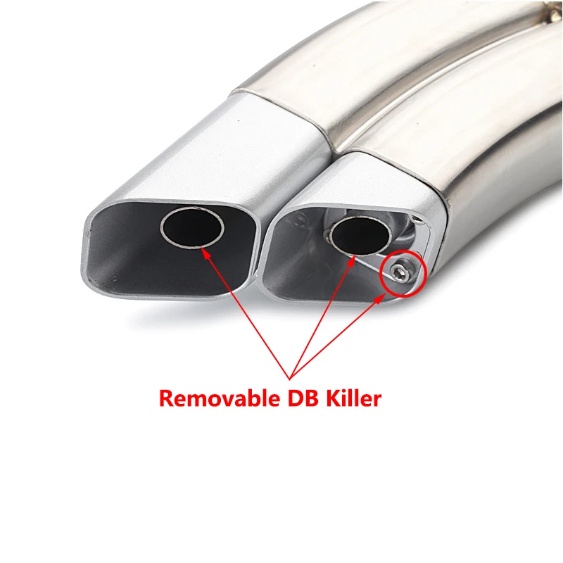 51mm Universal Motorcycle Exhaust Dual Tail Pipe With Silencer   417mm  Stainless Steel Exhaust system For ATV Street Bike