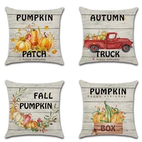 retro autumn pumpkin car digital printing pillow case custom home decoration linen pillowcase car waist cushion cover