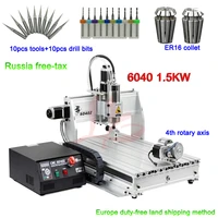 4 axis mach3 6040z 1500w 1 5kw spindle motor cnc router engraver engraving cutting milling machine 220vac