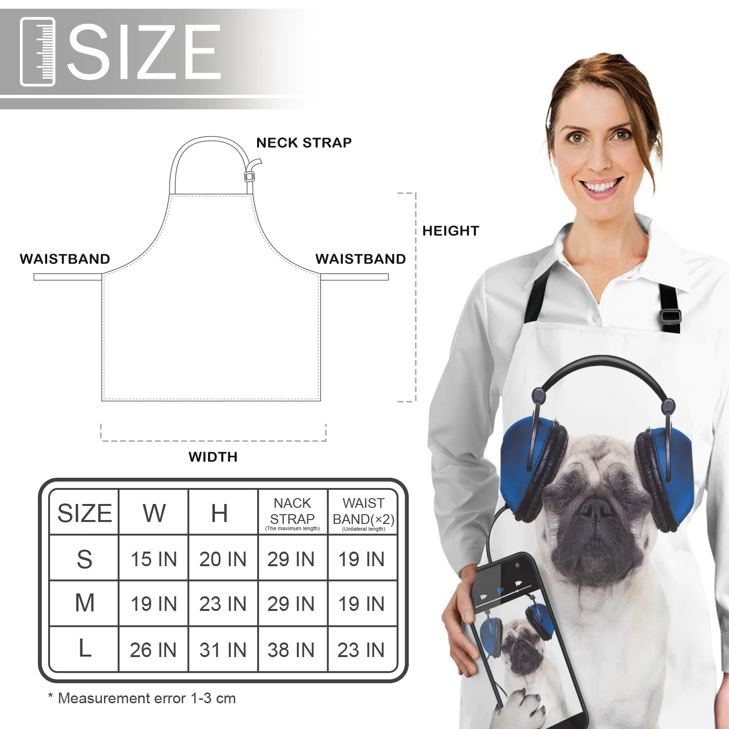 Кухонный Фартук наушники прослушивание музыки бульдог домашних животных