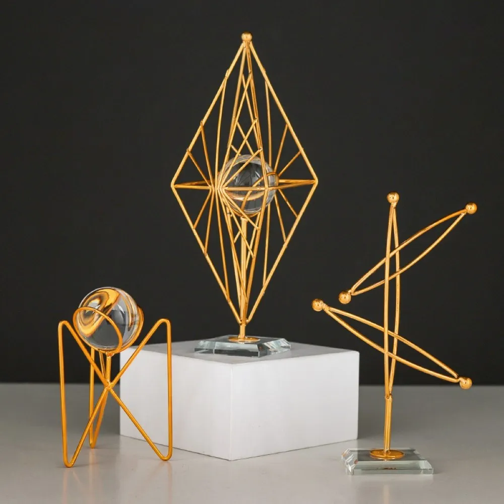 

Скандинавский геометрический хрустальный шар, настольное художественное украшение, Современное креативное домашнее украшение, металличе...