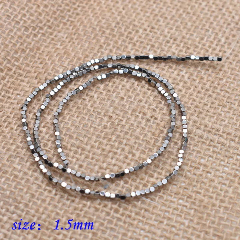 1-1.5mm 2 мм Сияющий натуральный камень гематит свободные разделительные Квадратные бусины покрытые цветными квадратными бусинами для изготовления ювелирных изделий Аксессуары - Цвет: 1-1.5mm