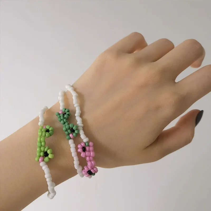

New Cute Frog Beads Resin Acrylic Bracelet for Women Girl Simple Animal Fashion Jewelry Friendship Charm Bracelet Green Blue