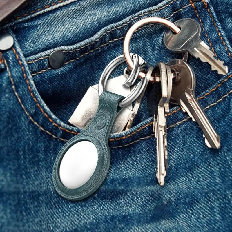 for iphone anti lost bluetooth tracker locator hangable soft leather cover for apple airtags protective tpu case with keychain free global shipping