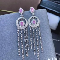 kjjeaxcmy fine jewelry 925 sterling silver inlaid natural pink sapphire luxury female new earrings eardrop support test