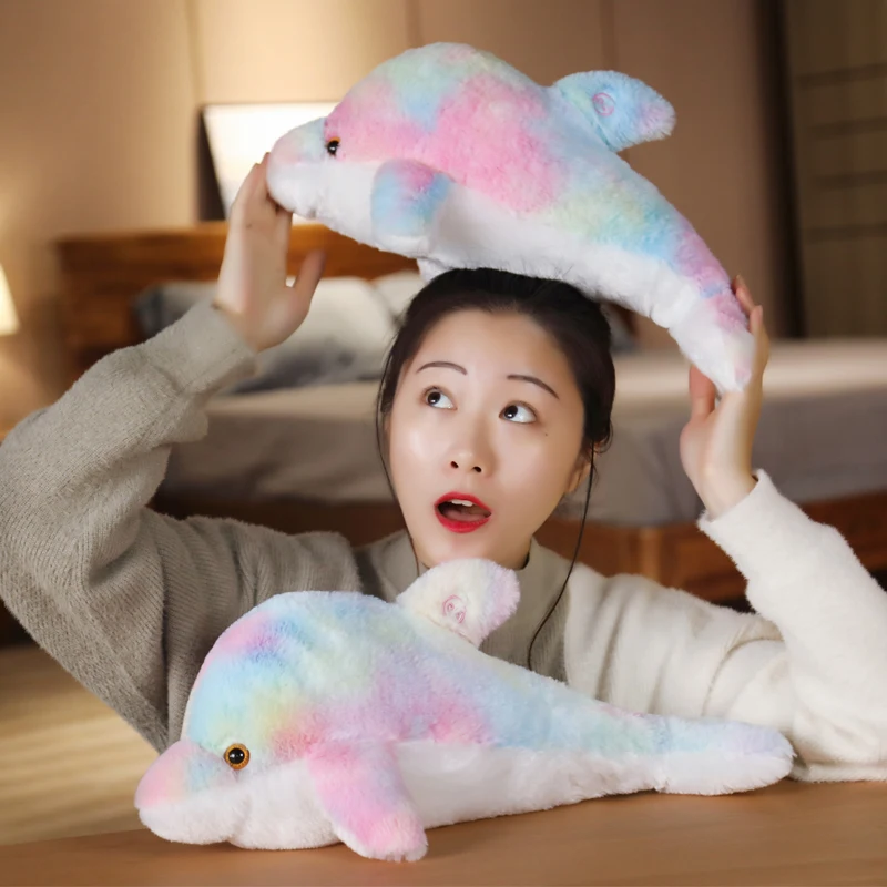 

30/45cm Glowing Dolphin Plush Doll Luminous Pillow Cushion Colorful LED Light Animal Stuffed Toys Gift For Children Kids Girls