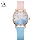 Часы Shengke женские кварцевые с кожаным ремешком, 2019