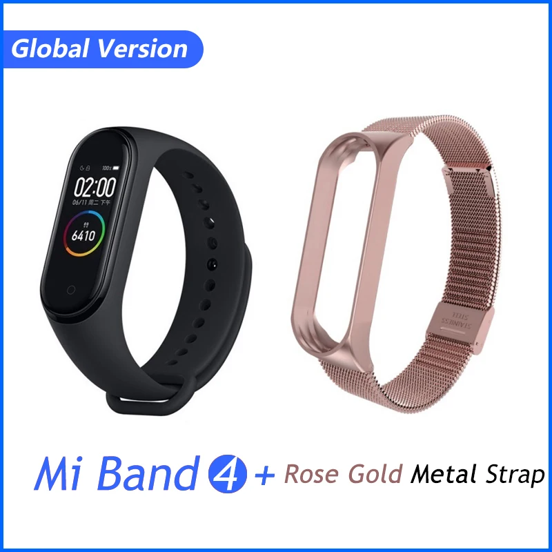 GB Add Rose Red M. Xiaomi mi Band 4 новейшая музыка Смарт mi band 4 Браслет Пульс фитнес 135 мАч цветной экран Bluetooth 5,0 - Цвет: GB Add Rose Red M.