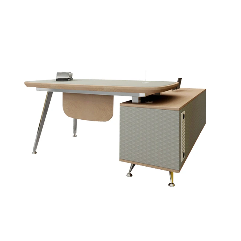 Modern Elegant Furniture Design Home Study Table Wood Leather Small Grey Little Work Laptop Desk Writing Set |
