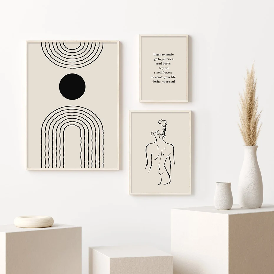 

Abstract Matisse Body Line Art Leaf Boho Posters Black Beige Canvas Paintings Wall Print Picture Living Room Interior Home