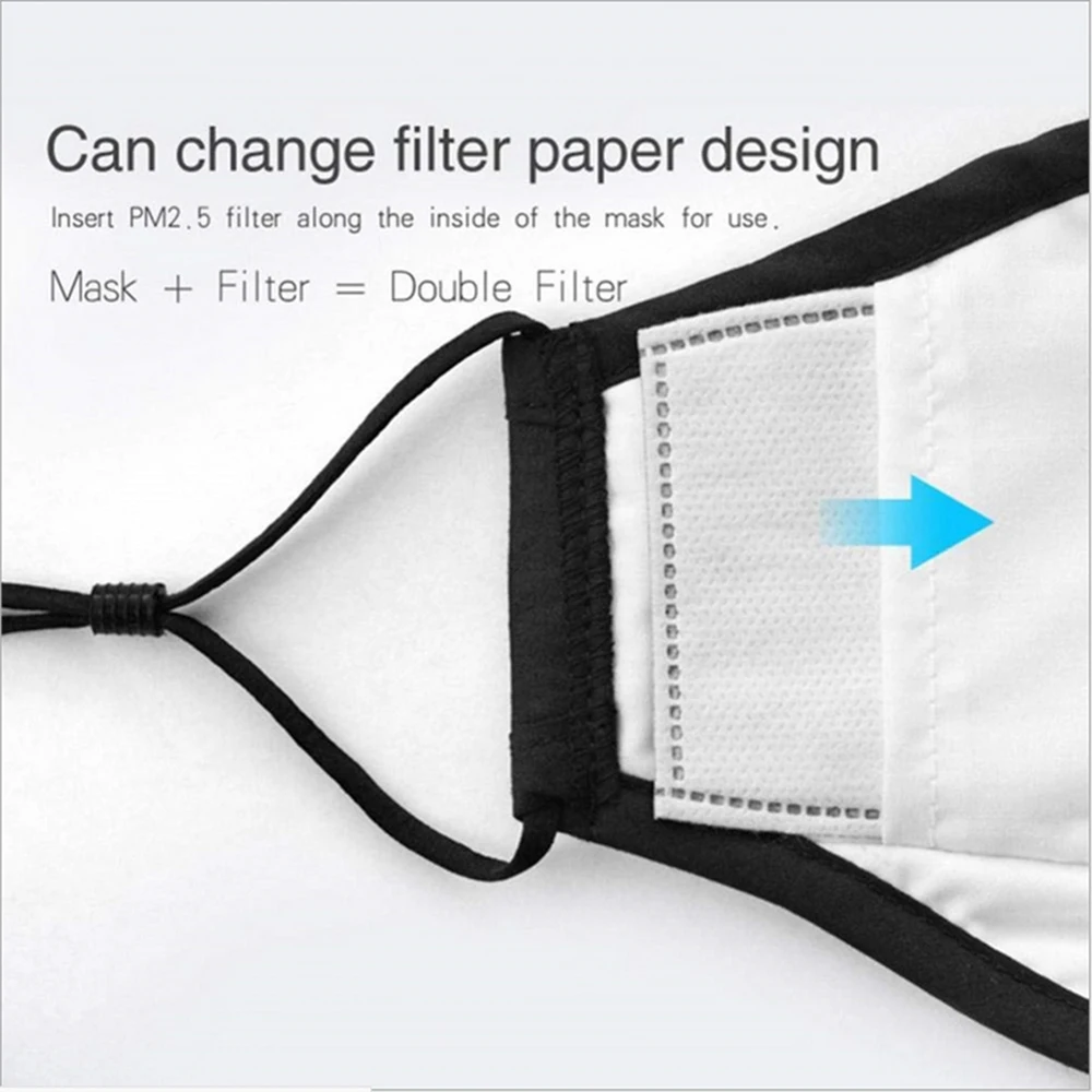 Двухслойная противотуманная Пылезащитная маска PM2.5 моющаяся дышащая с 2