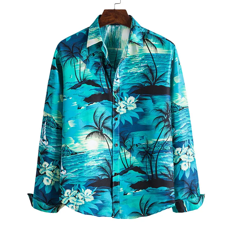 Осенняя новая рубашка с принтом длинными рукавами | Мужская одежда