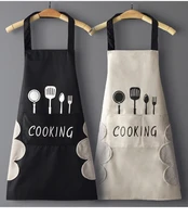 aprons can be wiped nordic style korean waterproof black and white apron for household kitchen