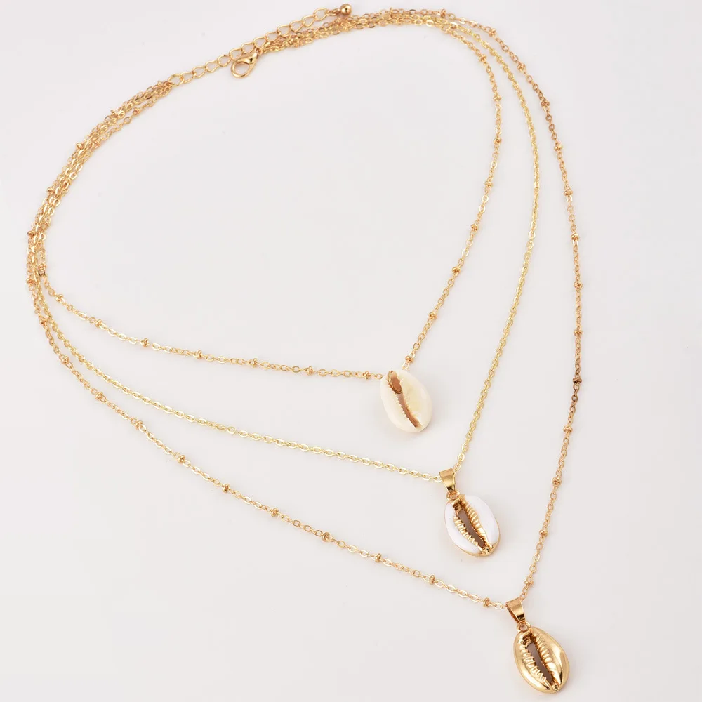 Ожерелье с подвеской Conchas Pingentes многослойное ожерелье длинной цепочкой для