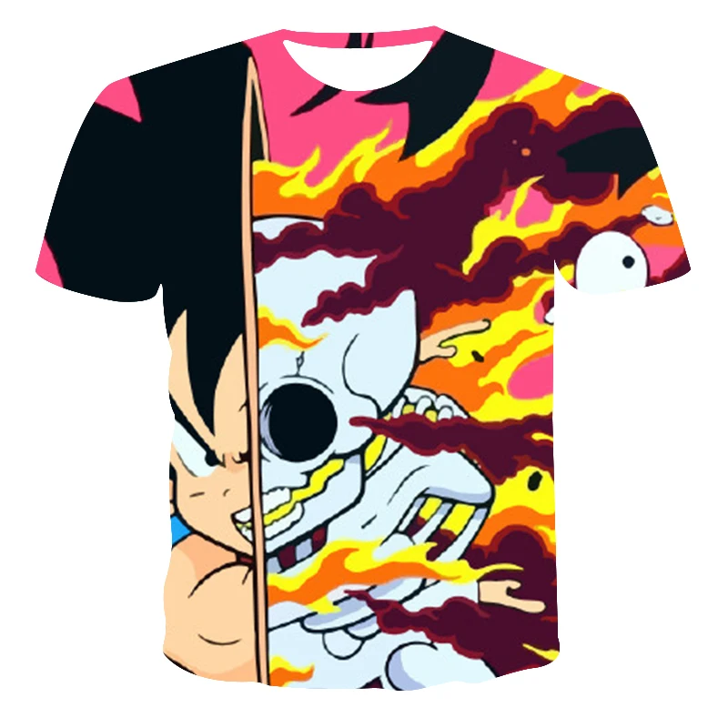 

2022 Summer Creativity Skull Men Women Fashion New Short Sleeve Anime Print T-Shirts The 3d Printing Casual T Shirts Streetwear