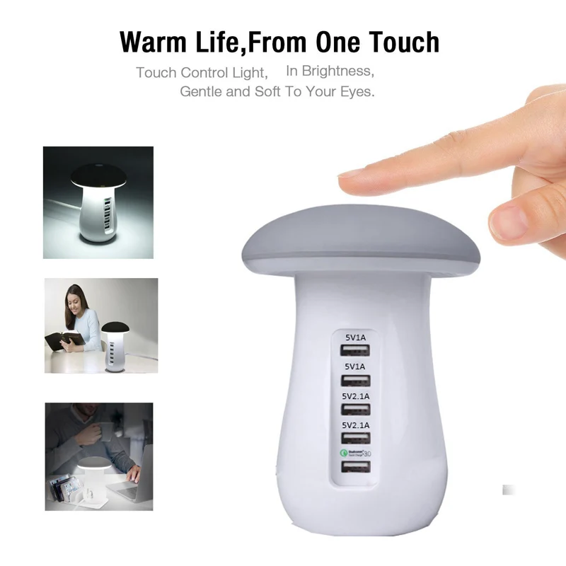 5 usb зарядное гриб внешний вид Quick Charge мобильный телефон зарядная станция Быстрая