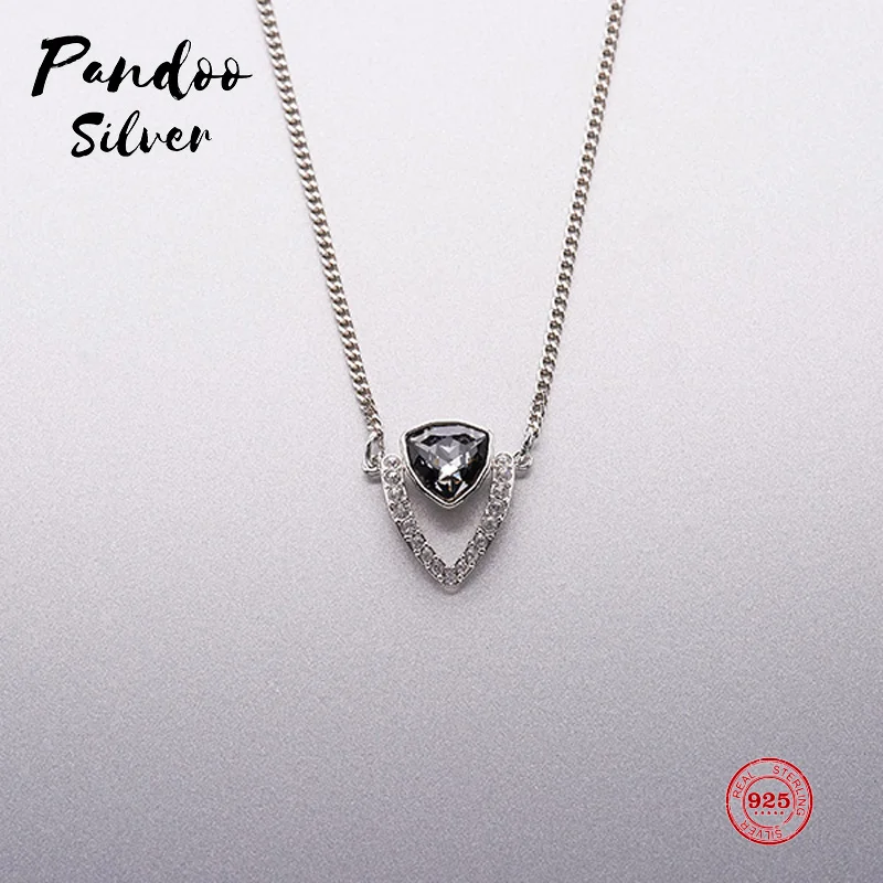 

Модное Очаровательное ожерелье PANDOO из чистого серебра 925 пробы, оригинальная копия 1:1, простой дизайн, элегантное универсальное женское оже...