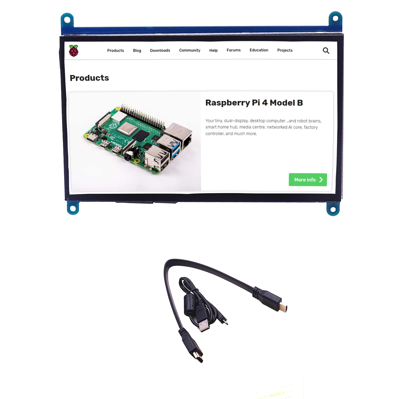 lcd and cable 7 дюймов Raspberry Pi 3 сенсорный экран 1024*600 ЖК-дисплей HDMI интерфейс TFT монитор модуль для Raspberry Pi 3 Model B - Цвет: lcd and cable