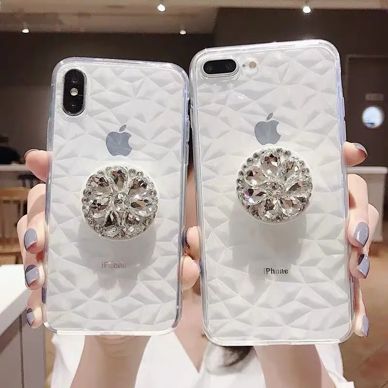 Роскошный мягкий чехол PEIPENG со стразами для iPhone 7 8 6s Plus Прозрачный блестящий из