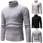 Мужской осенне-зимний свитер, однотонный облегающий свитер с длинными рукавами и высоким воротом, модный дизайн, теплые свитера, 2021