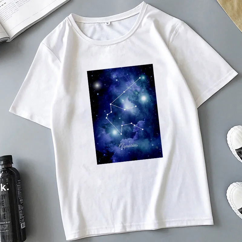 

Twelve constellation pattern printing T Shirt Casual short sleeve Tops Streetwear Tshirt Women 2020 Summer Harajuku T-Shirt