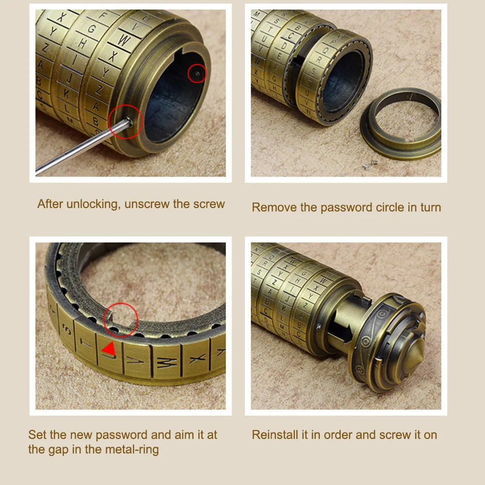 Да Винчи кодовый замок игрушки металлические замки-криптекс Ретро Свадебный