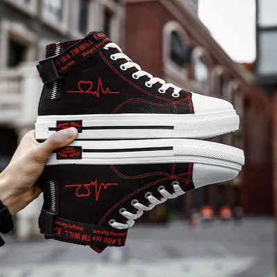

spring and high-top autumn Couples individual canvas shoes men's shoes hip-hop graffiti board shoes children walking shoes