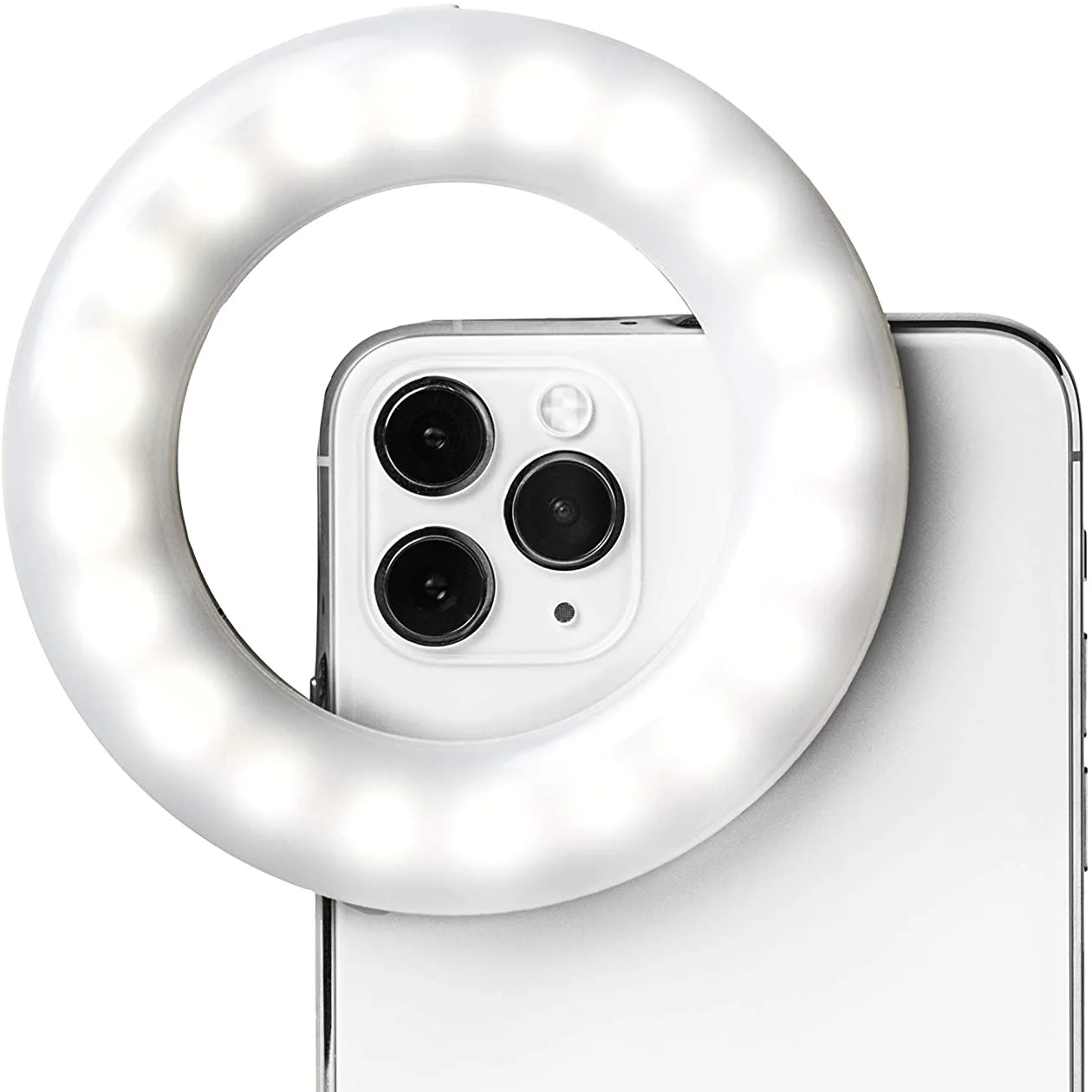 Selfie One - Rechargeable Ring Light Clip-on for iPhone, Android, Tablet, and Laptop Camera Photography and Videography Beauty