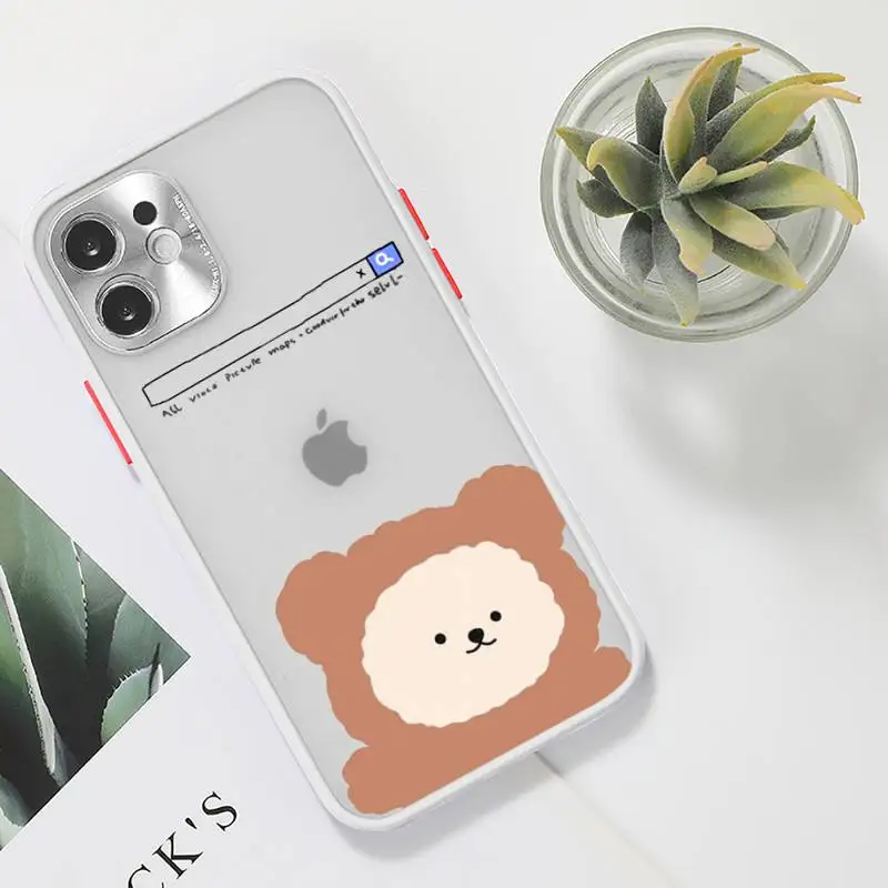 

Cute cartoon bear dog Phone Case Clear matte transparent For white iPhone 7 8 x xs xr 11 12 pro plus max mini Funda