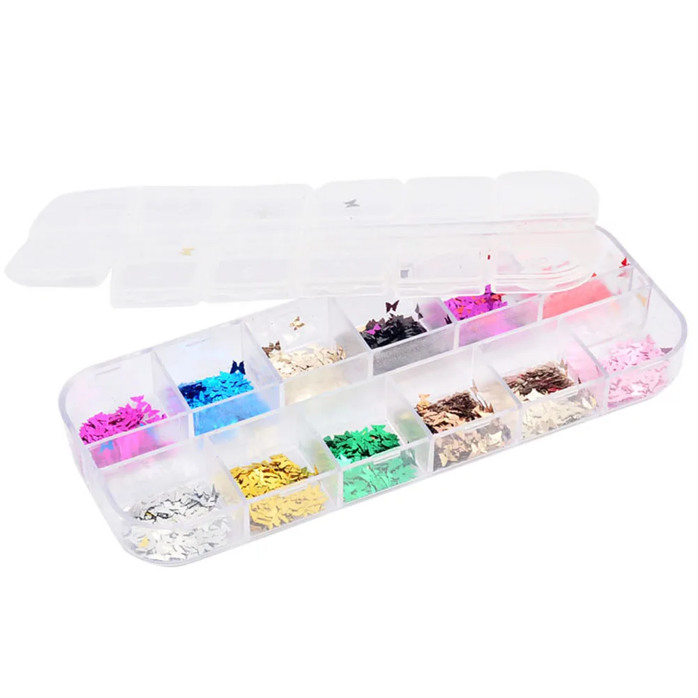 12 сетки с зеркальным блеском Алюминий Фольга бабочки блестки для нейл Арта