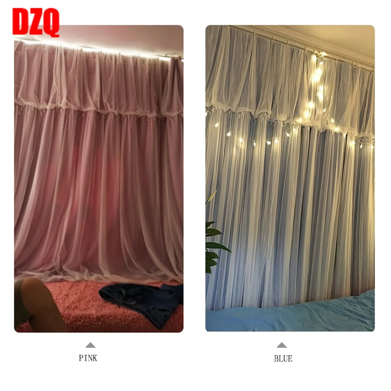

Korean Princess Tassels Head Top Blackout Curtain Cloth Curtain Sheer Tulle Curtains For Living Room Bedroom