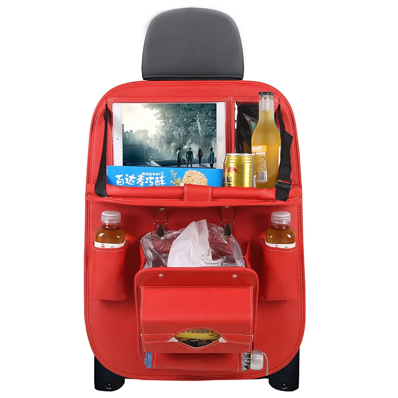

Leather Pad Bag Car Seat Back Organizer Foldable Table Tray Travel Storage Bag Foldable Dining Table Car Seat Storage Bag MJ807