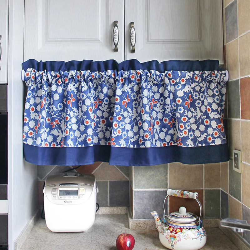 luxury embroidery bay window curtains lace short curtain for kitchen cabinet door separate panel plaid drapes cafe half curtain free global shipping