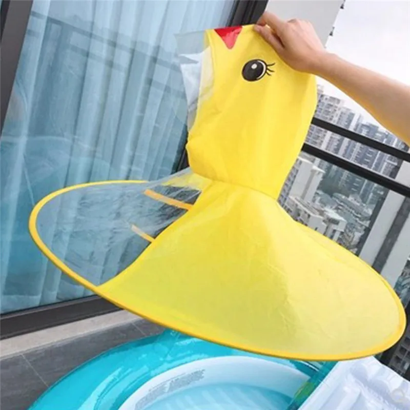 Children's Raincoat Transparent UFO Raincoats Hands Free Rain Poncho Baby Funny Duck Rain Coat Rain Cover Raincoat for kids