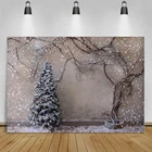 Laeacco зимняя Рождественская елка со снежинками и сцены Семья снимать фотографии фон, фото-Декорации для фотосъемки для фотостудии