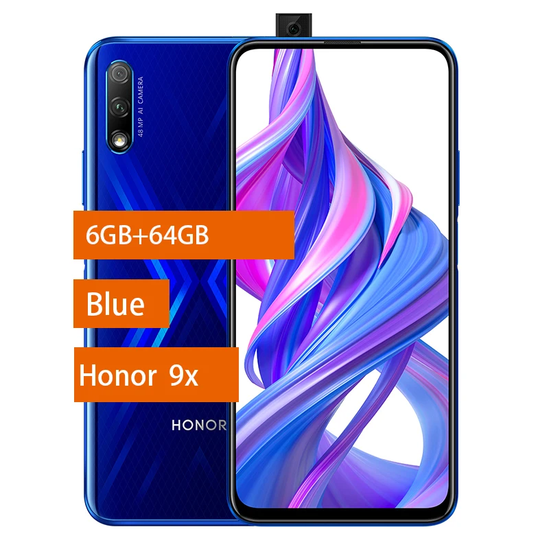 9x 6G 64G Blue Honor 9X Смартфон Honor 9X Pro 4000 мАч батарея 7нм Kirin 810 48MP Авто всплывающий caemra Google Play поддержка - Цвет: 9x 6G 64G Blue