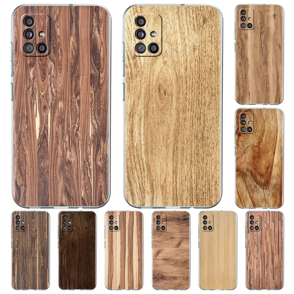 

Tree Texture Wood Case For Samsung Galaxy A51 A21s A52 A71 A12 A31 A41 A32 A02s M31 A11 A72 M51 M30s Transparent Phone Cover Cas