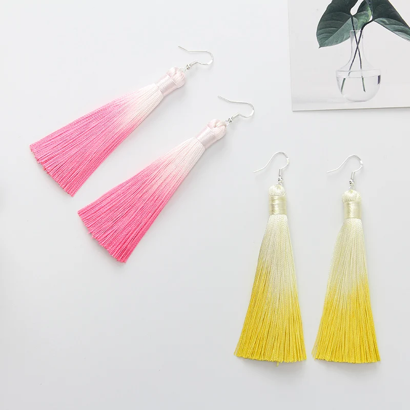 2019 новые Подвесные серьги женские модные сережки с кисточками Boho Национальный