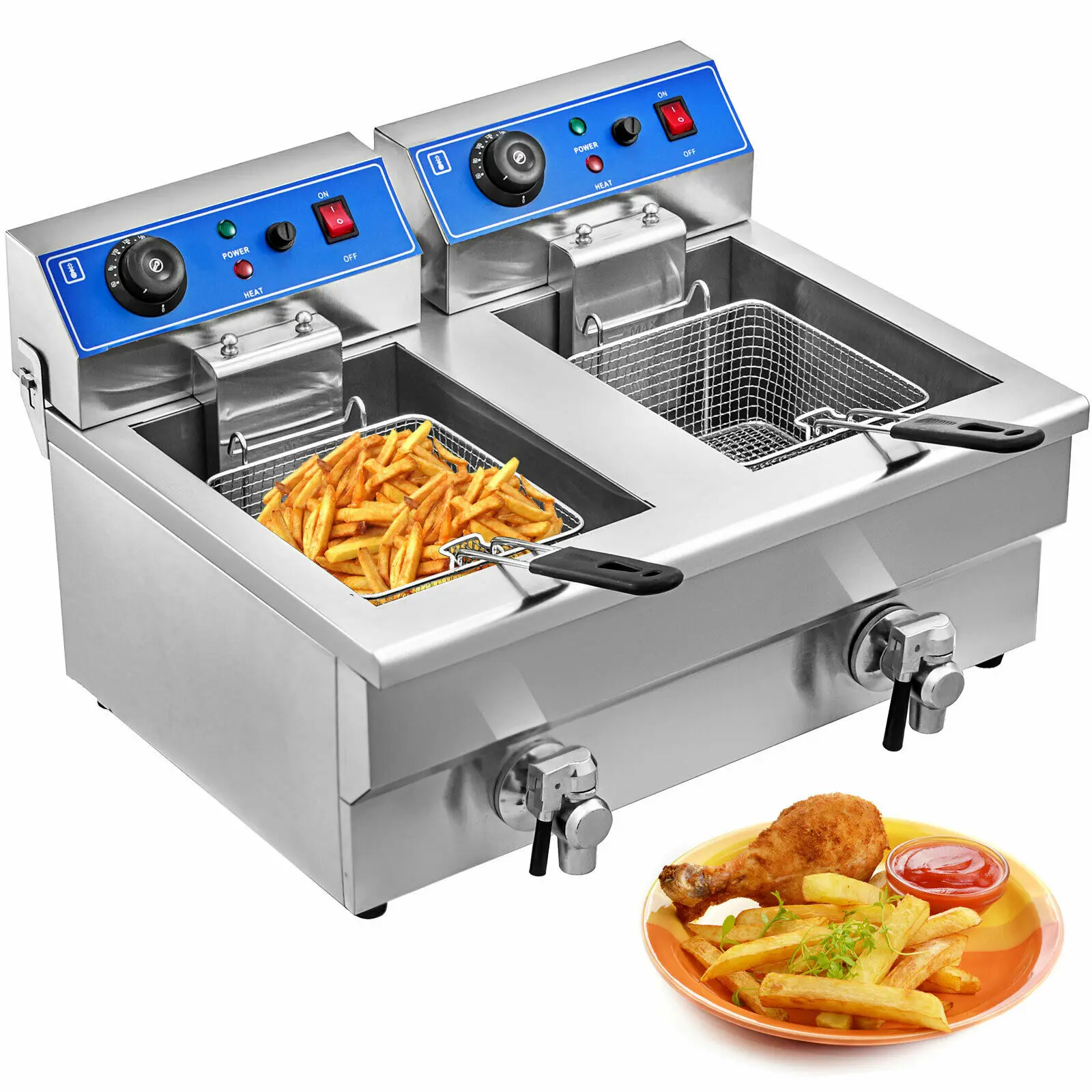 6000W 20L коммерческий Электрический Фритюрница с глубокими жирами двойной бак из