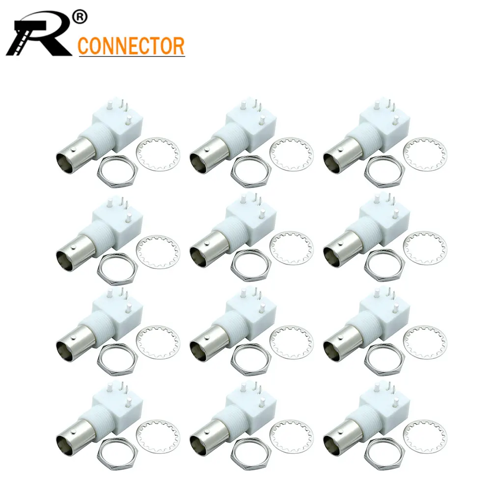 

12/50/100pcs BNC Female Right Angle Panel Mount Plastic Type White PC Board PCB With Nut bulkhead Connector