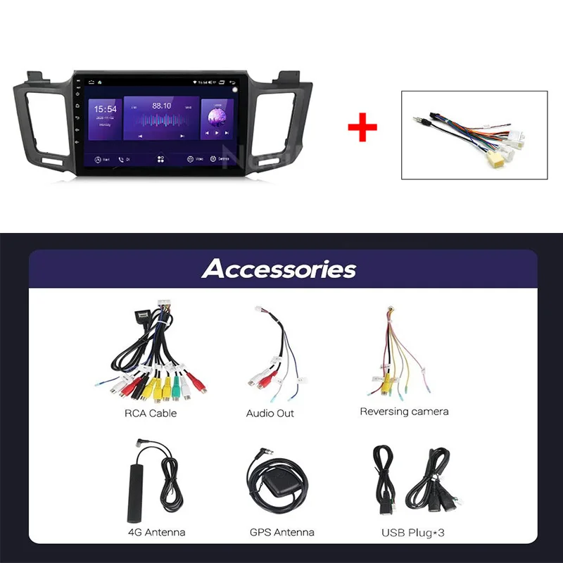 

NaviFly 6GB+128GB QLED Screen 1280*720 Android 10 Car Radio Audio Multimedia Player For Toyota RAV4 4 XA40 5 XA50 2012 - 2018