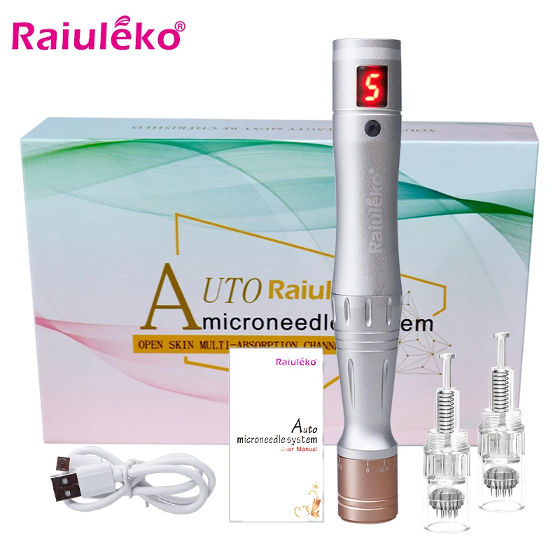 

Microneedling Pen Ultima Electric Derma Rolling Pen Mesotherapy Auto Micro Needling Pen Exfoliate Shrink Pores with 2pcs Needles