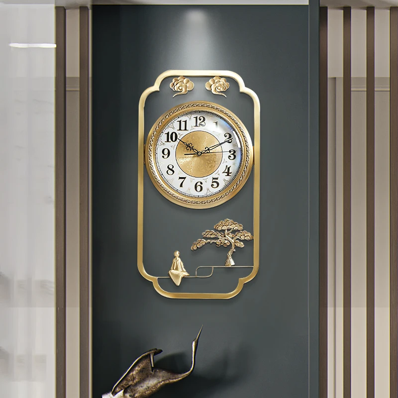 

Affordable Luxury Style European-Style Pure Copper Wall Clock Mute Living Room Entrance Restaurant Art Atmospheric Clock Pocket