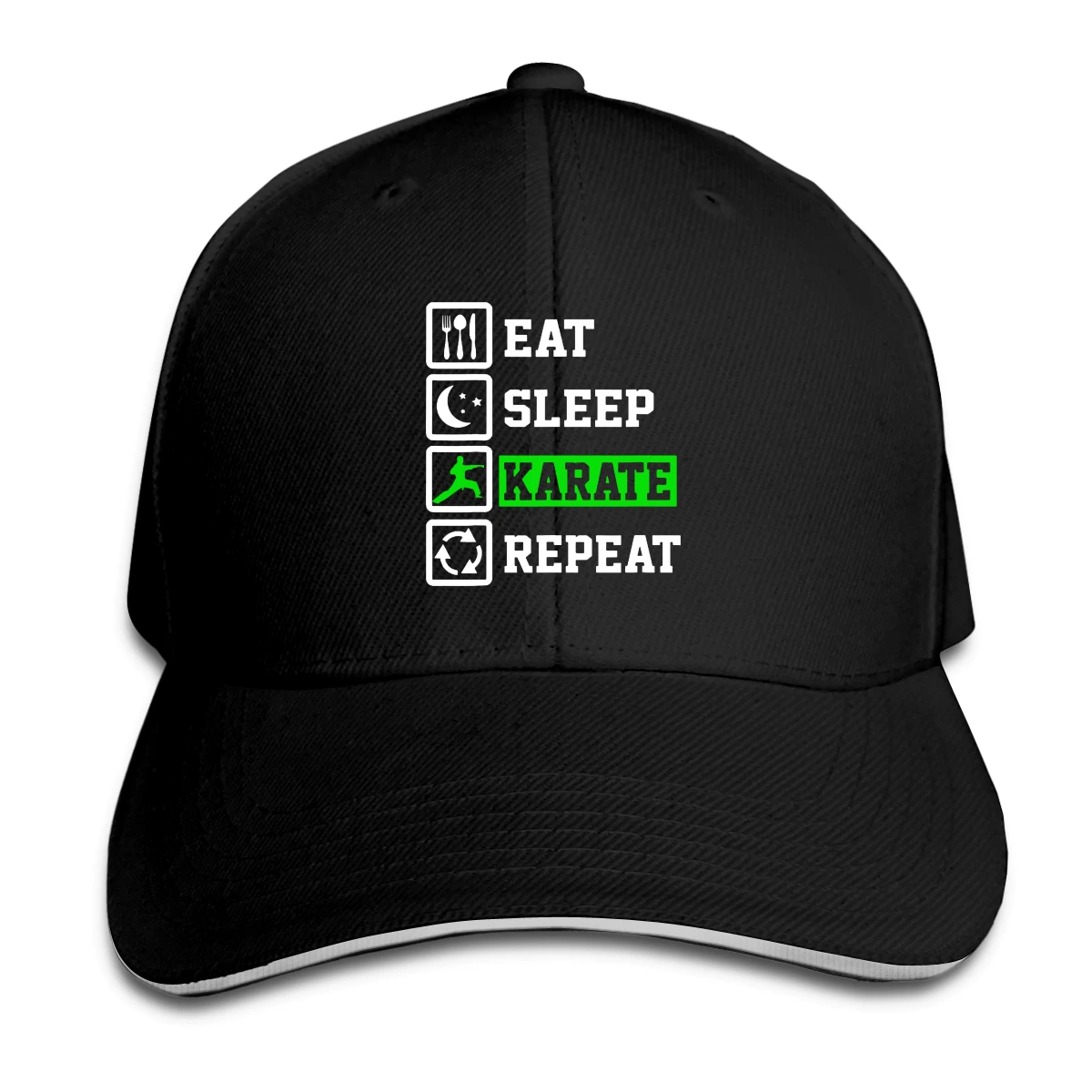 

Eat Sleep Karate Repeat Hat Baseball Cap for Men Women Fashion Adjustable Sun Hat