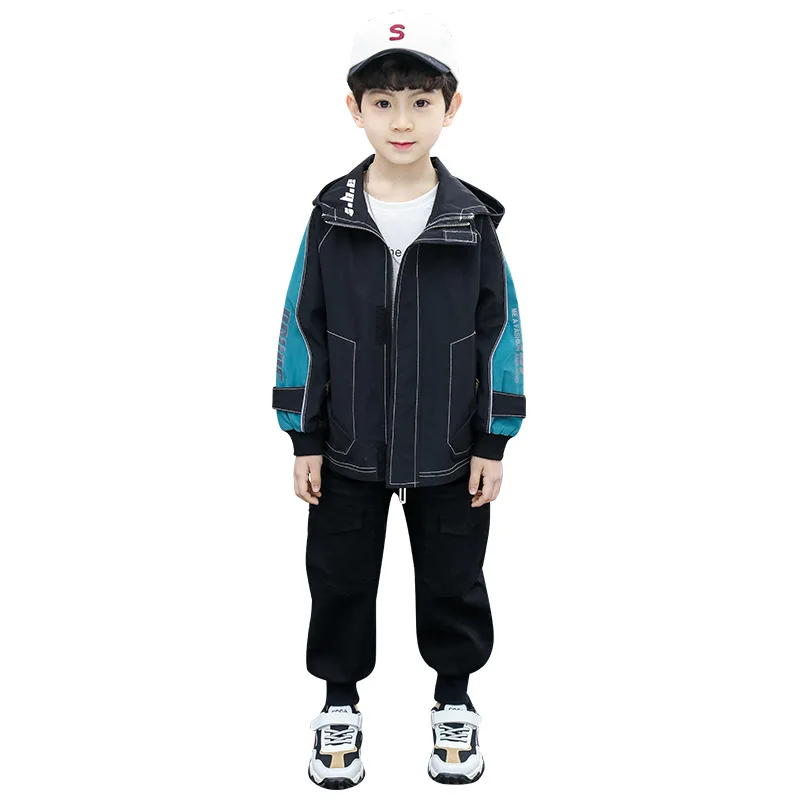 

Kids boys spring and autumn hooded jacket new big virgin casual jacket 6-12 years old