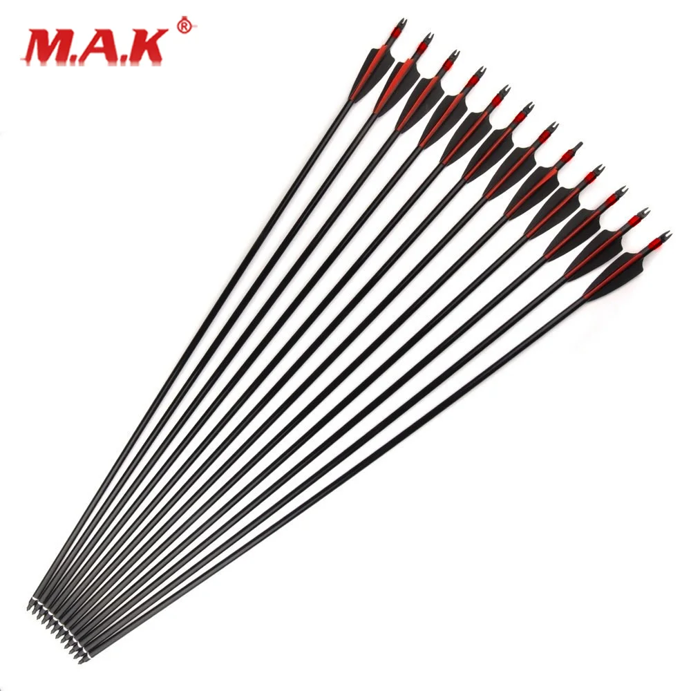 

US 12/24 pcs 30 Inch Arrows Mixed carbon Arrows Out Diameter 7.8mm For Recurve/Compound Bow Hunting