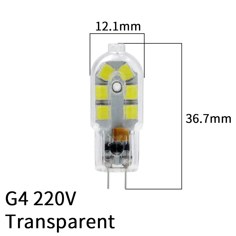 G4 220V Transparent Светодиодная лампа G4 G9 DC 12 V/AC 220V 2W SMD 2835 прозрачная/молочно-белая люстра-прожектор Светодиодная лампа сменная галогеновой лампы - Испускаемый цвет: G4 220V Transparent
