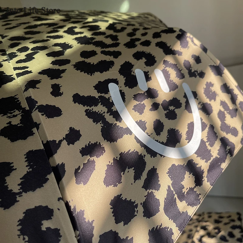 

Leopard Automatic Umbrella UV Folding Umbrella Rain Women Ladies Vintage Umbrella for Girls Parasols Smile Face Gift Idea UPF50+