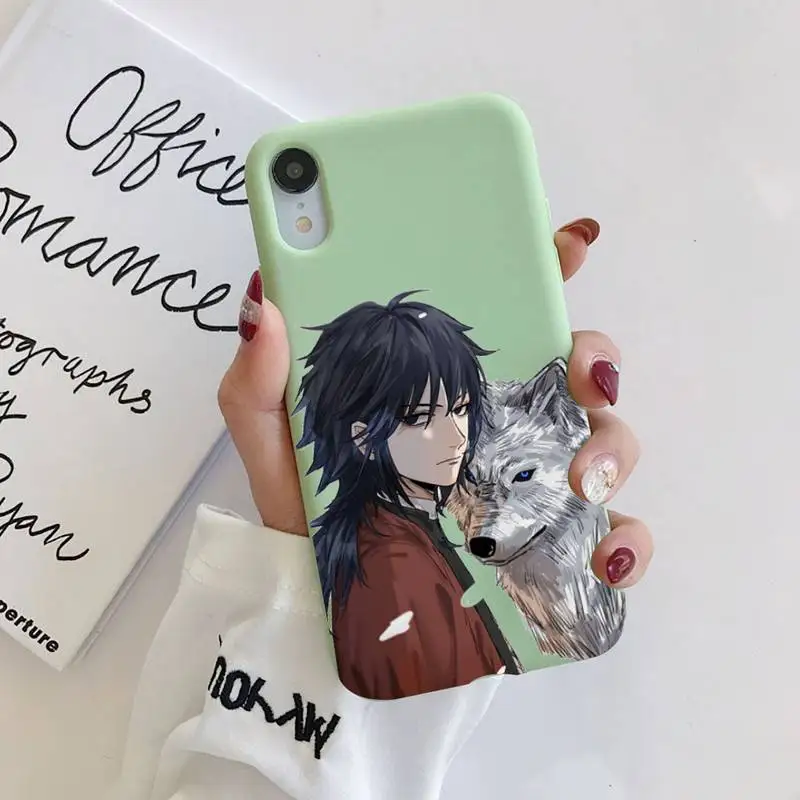 

Tomioka Giyuu Phone Case Original Liquid For iphone 11 Pro Max X XS Max XR Solid Candy Color Shell For iPhone 7 8 6 6S Plus