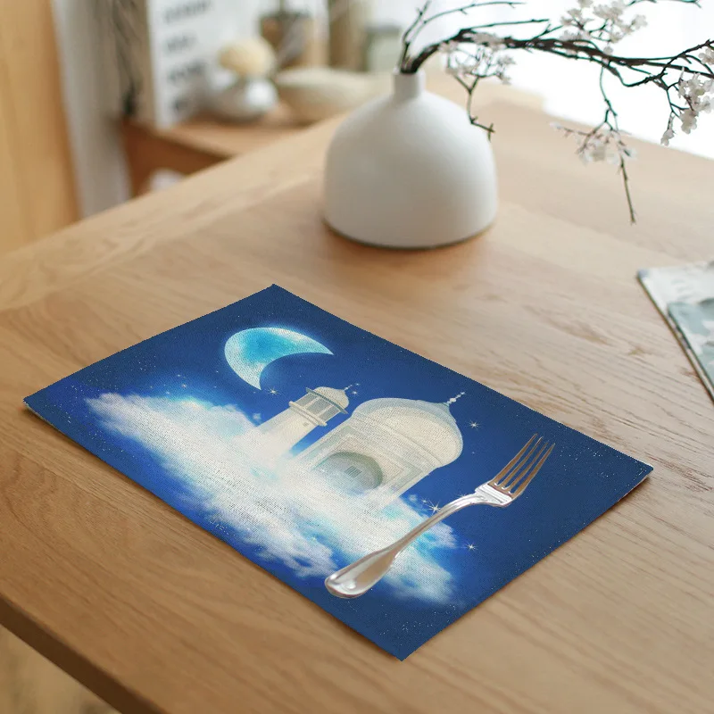 

Muslim Ramadan Decoration For Home EID Linen Mats Eid Mubarak Decoration Muslim Mosque Decorative Supplies Baby Shower Decor Mat